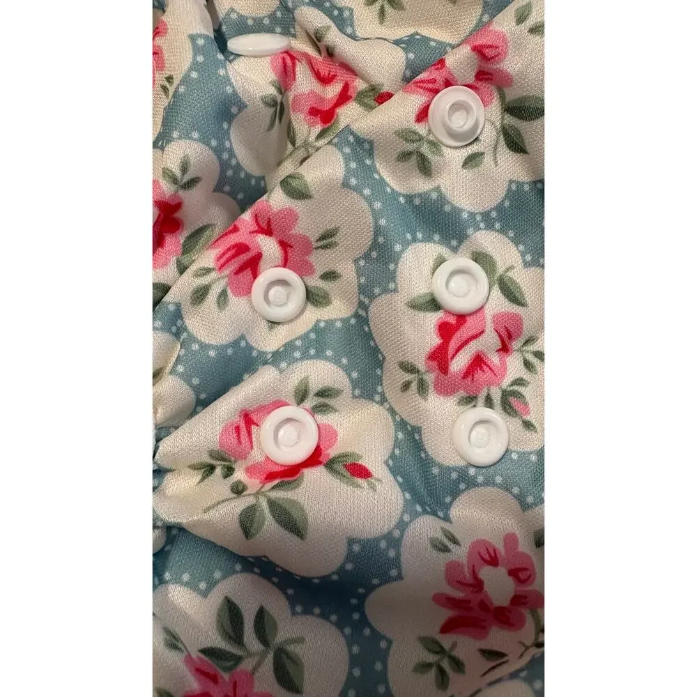 Babygoal-Reusable Swim Diaper-2 Pack Snap-Pink Blue White Floral-Girl-Baby Chic